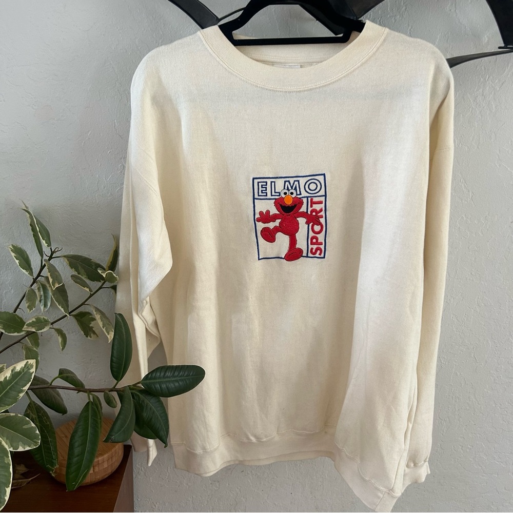 Sesame Street Cream Crewneck Sweater with Graphic Patch